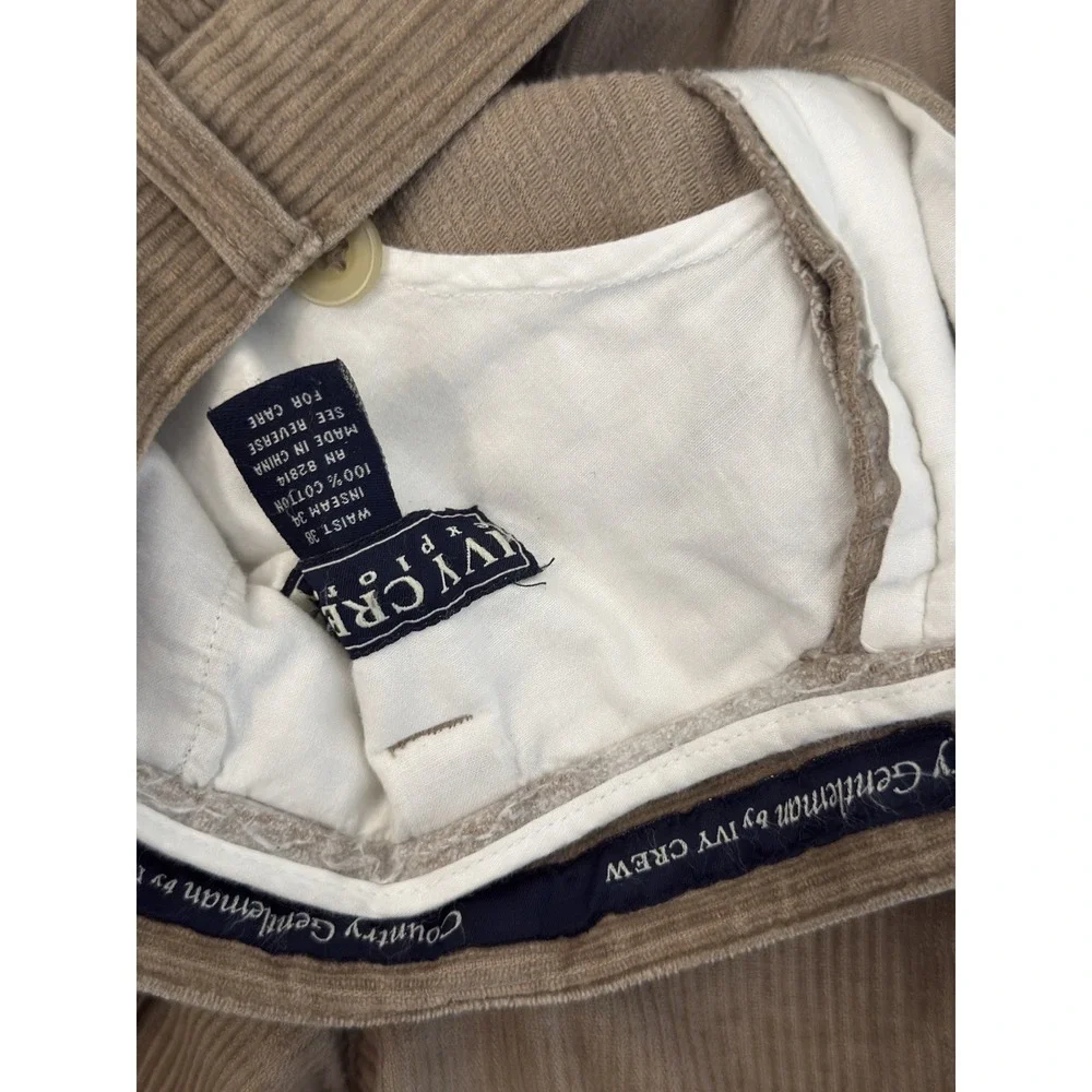 VTG Ivy Crew Lot‎ Of 2 Classic Pleated Corduroy Mens Size 38X34 Navy/Beige Pants
